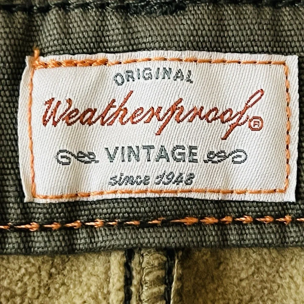 NWT Weatherproof Vintage Men Bonded Fleece Lined Green Canvas Pant 40x30 Regular